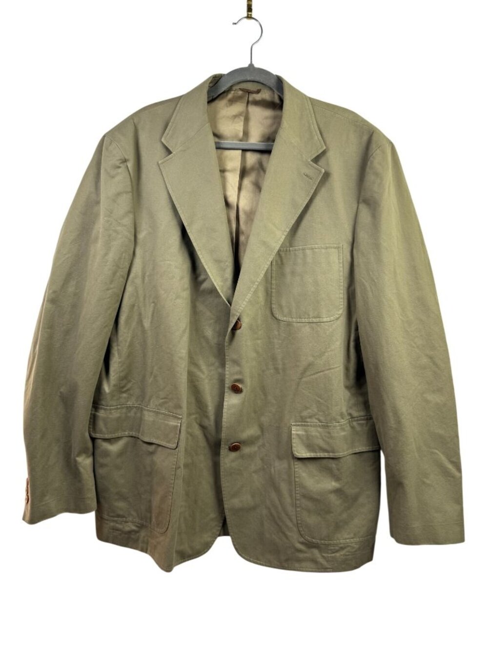 J.Crew Oarsman Mens Brown Khaki Cotton Sprots Coat Blazer Jacket size 44L Twill